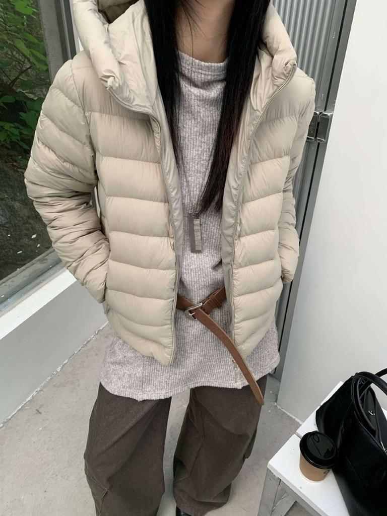 Autumn and winter new models with the same material inside and outside ribs light down jacket women's hoodie casual jacket jacket
