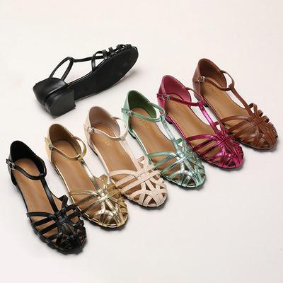 Fashion Sandals Women Summer 2025 Retro Woven Toe Caps Women's Flat Bottomed Hollow Roman Shoes Plus Size 42 43 44 Women's Shoes