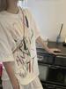 Plus Size Women's Summer Retro Letter Graffiti Short Sleeve Oversized T-Shirt
