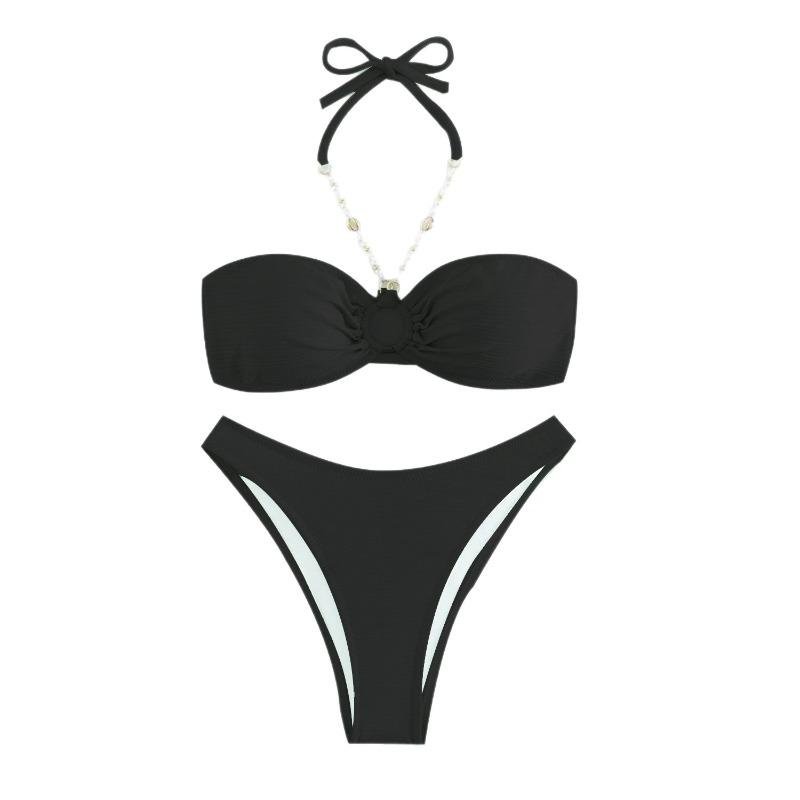 Nuova Moda Hottie Bikini Europeo e Americano Costume da Bagno Sexy con Scollo Spaccato Costume da Bagno Monocolore da Donna
