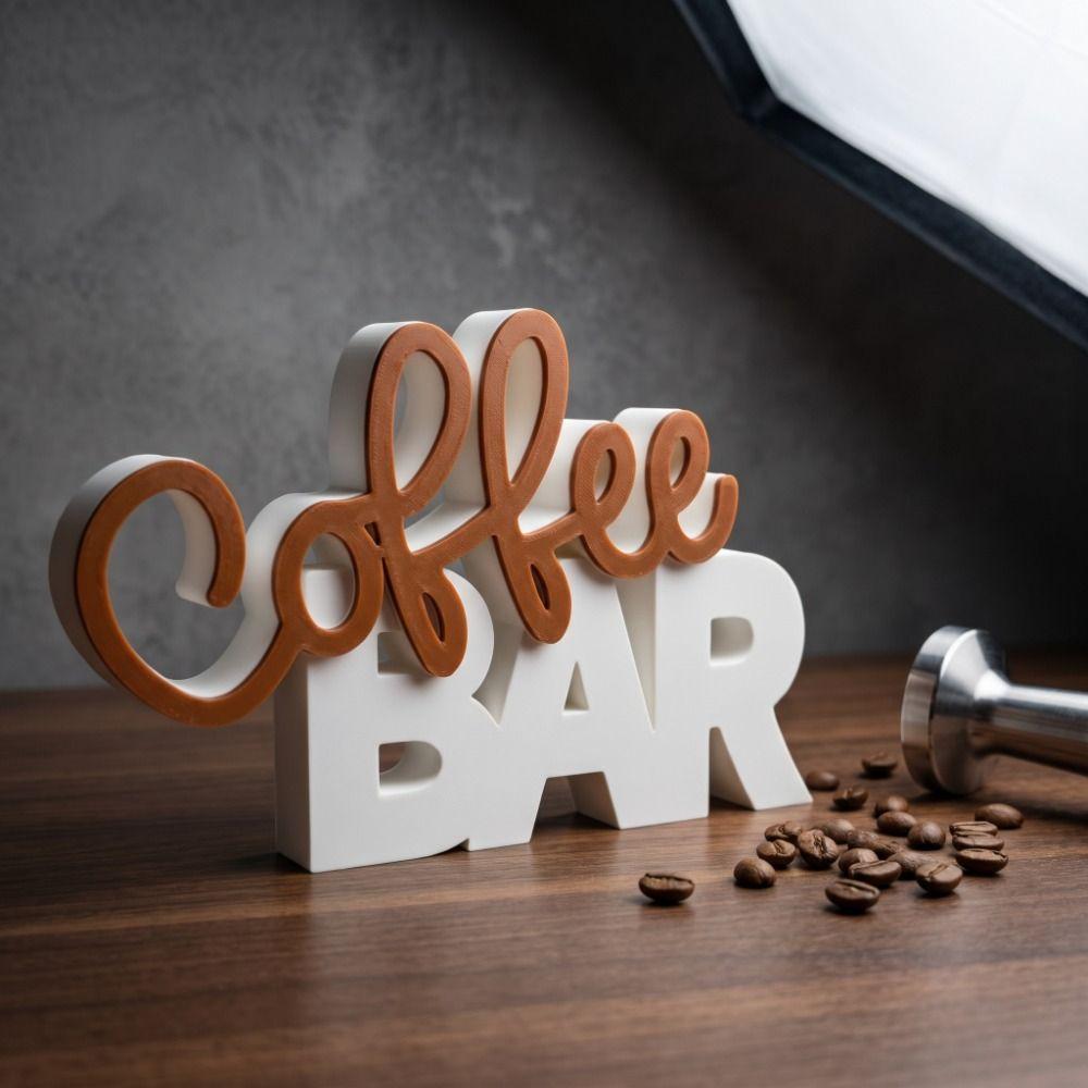 Two-Tone Color Coffee Bar Tabletop Statue Minimalist Coffee Themed Coffee Tray Decor Figurine Geometric Lines Plastic