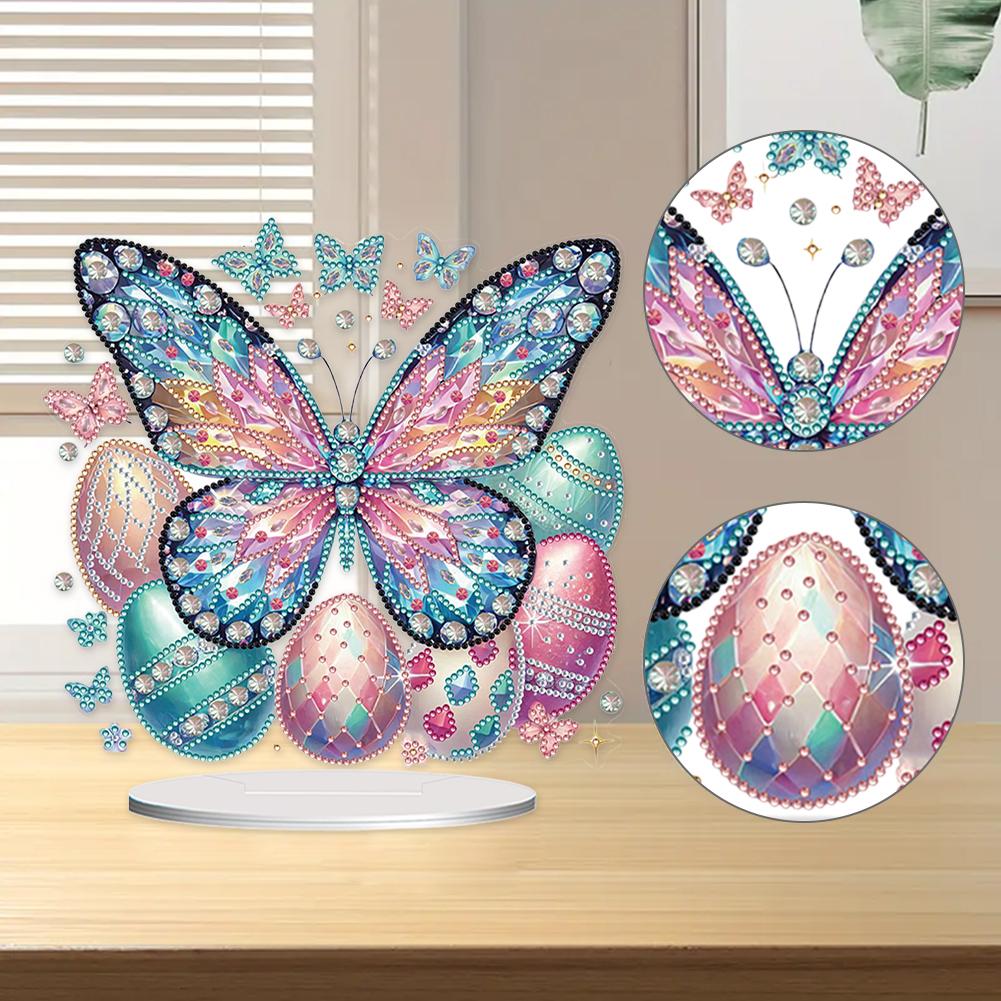 Acrylic Special Shape Butterfly Easter Eggs Table Top Diamond Painting Ornament Kits 5D DIY Diamond Art Tabletop Decorations