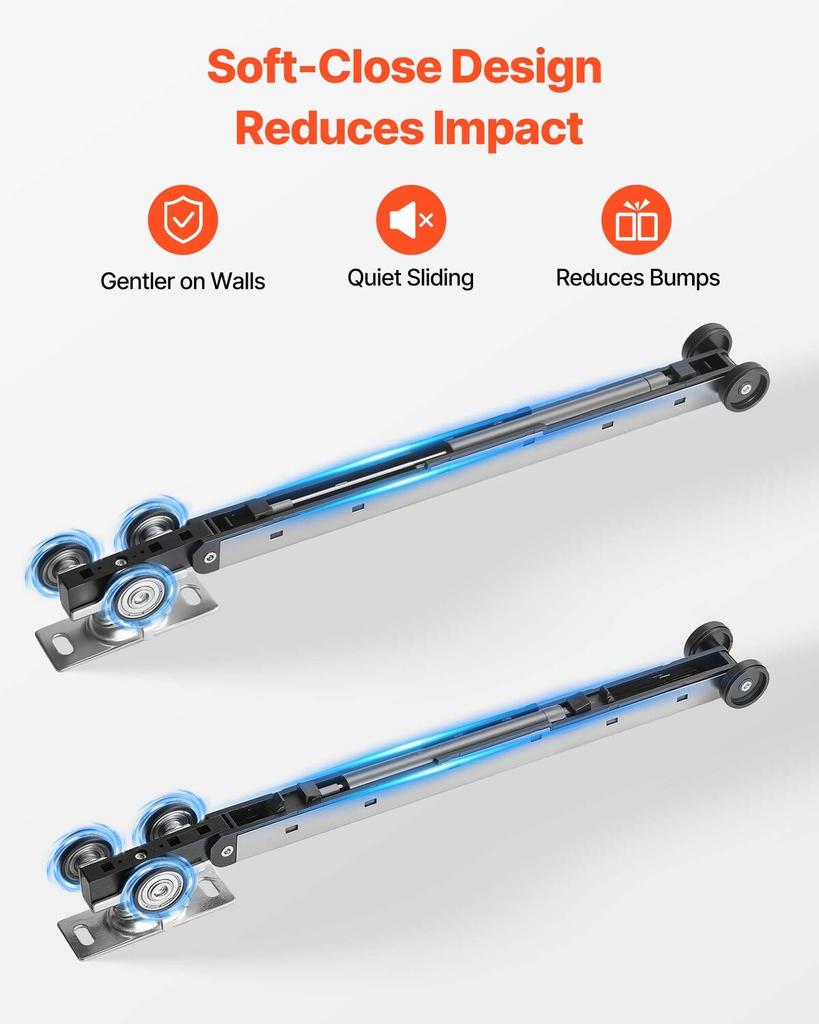 Sliding Pocket Door Hardware Track Kit, 1135 mm Pocket Door Track Kit with Soft Close Mechanism for Smooth and Quiet Sliding, Easy to Install, for 25