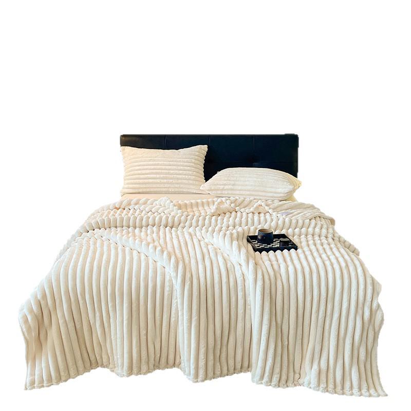 Thick Winter Rabbit Plush Flannel Coral Fleece Throw Blanket