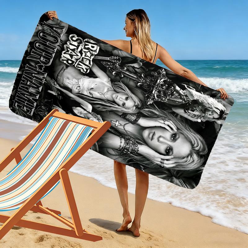 Name Custom Shakira Print Beach Towel, Large Soft Quick Dry Towel for Beach Camping Swimming