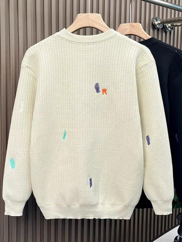 2024 Men's High-End Knit Sweater: Trendy Embroidered Inner Layer for Winter