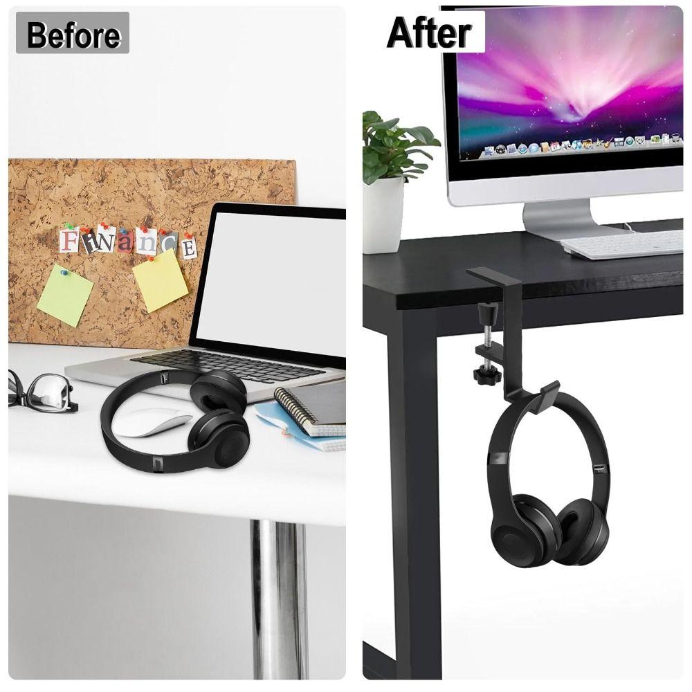Clamp-On Backpack Hanger Metal Headphone Holder New Headset Hook  Under Desk