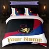 Lyon FC Custom Name Text Bedding Set 1 Duvet Cover+2 Pillowcases Soccer Logo Personalized Gift For Special Occasion Bedroom Decor