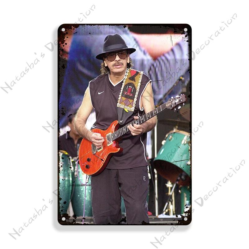 Santana Poster Dekorative Platte Rockmusik Metallposter Garage Club Metall Blechschild Metallplakette Wandplatte Man Cave Wanddeko