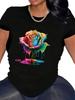 Rainbow Dripping Rose Paint Effect Graphic T-shirt