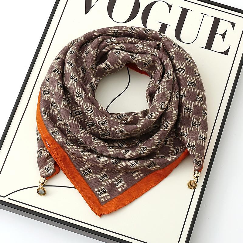

Магнитная застежка Маленький шарф, Женский шелковый шарф, Квадратный шарф, Аксессуары для одежды One Size коричневый