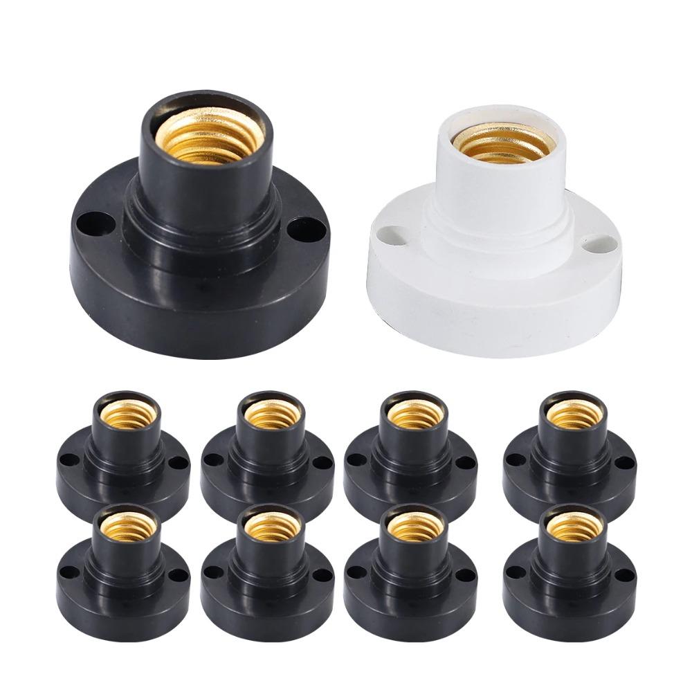 10PCS E14 Black white 6A 220V Conversion Flat Lamp Holder Lamp Switch Environmental Protection Screw Small Screw Home Decoration