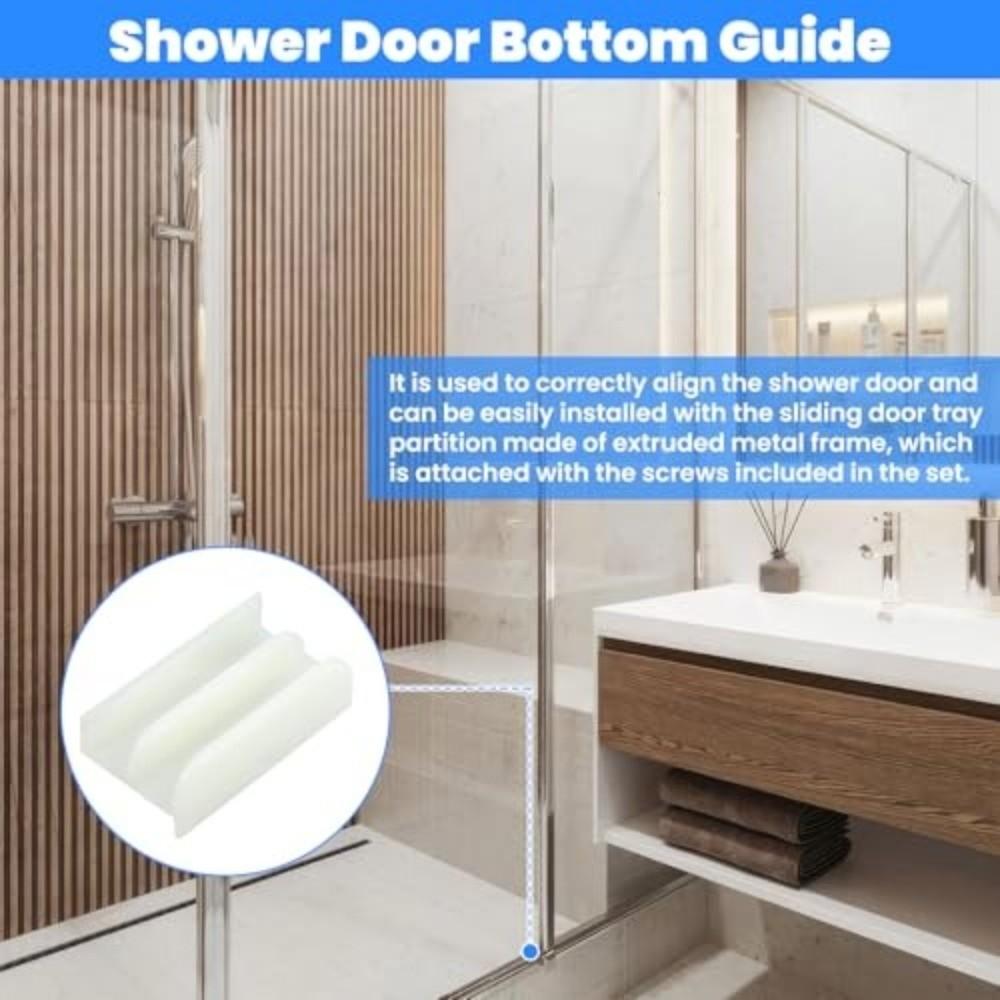 Plastic Construction M6219 Sliding Shower Door Bottom Track with Screw 7/16-inch Thick Glass Plastic Track 1/2 Inch Channels