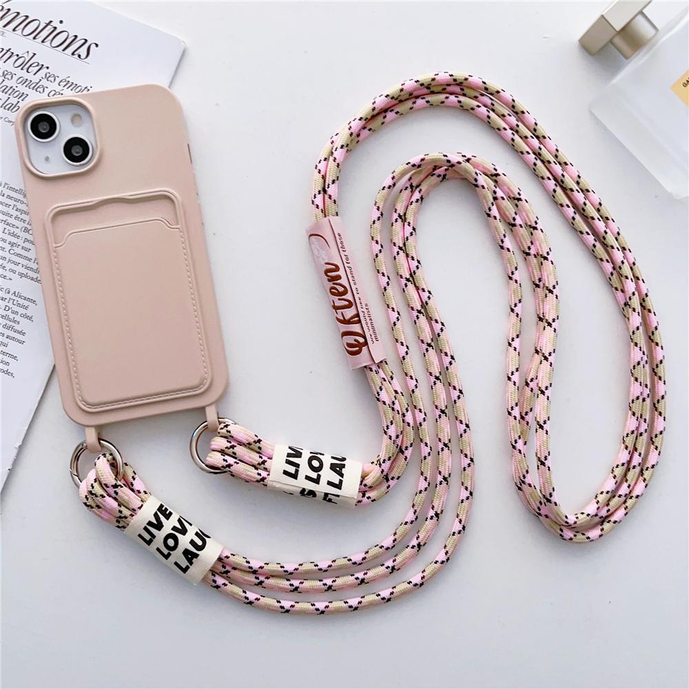 Liquid Silicone Wallet Crossbody Necklace Lanyard Card Holder Case for iPhone 16 15 13 11 12 14 Pro Max X XS 7 8 Plus Soft Cover