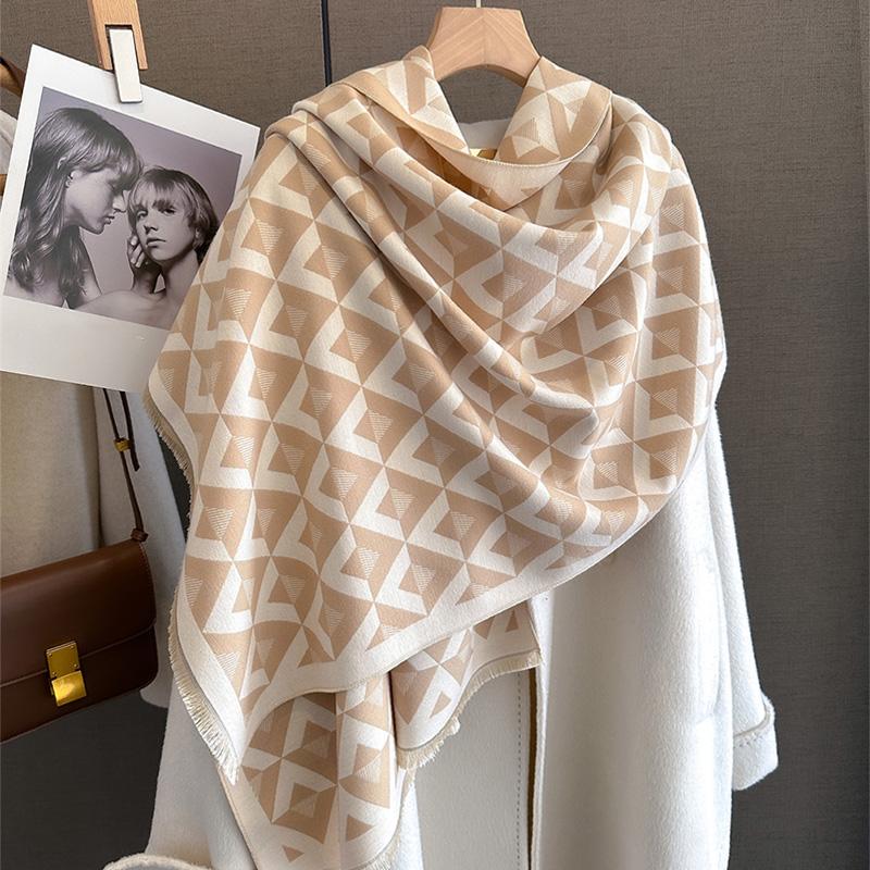 Winter Cashmere Scarf Women Luxury Geometric Print Shawl Wrap Pareo Elegant Poncho Femal Thick Warm Blanket Echarpe Pashmina