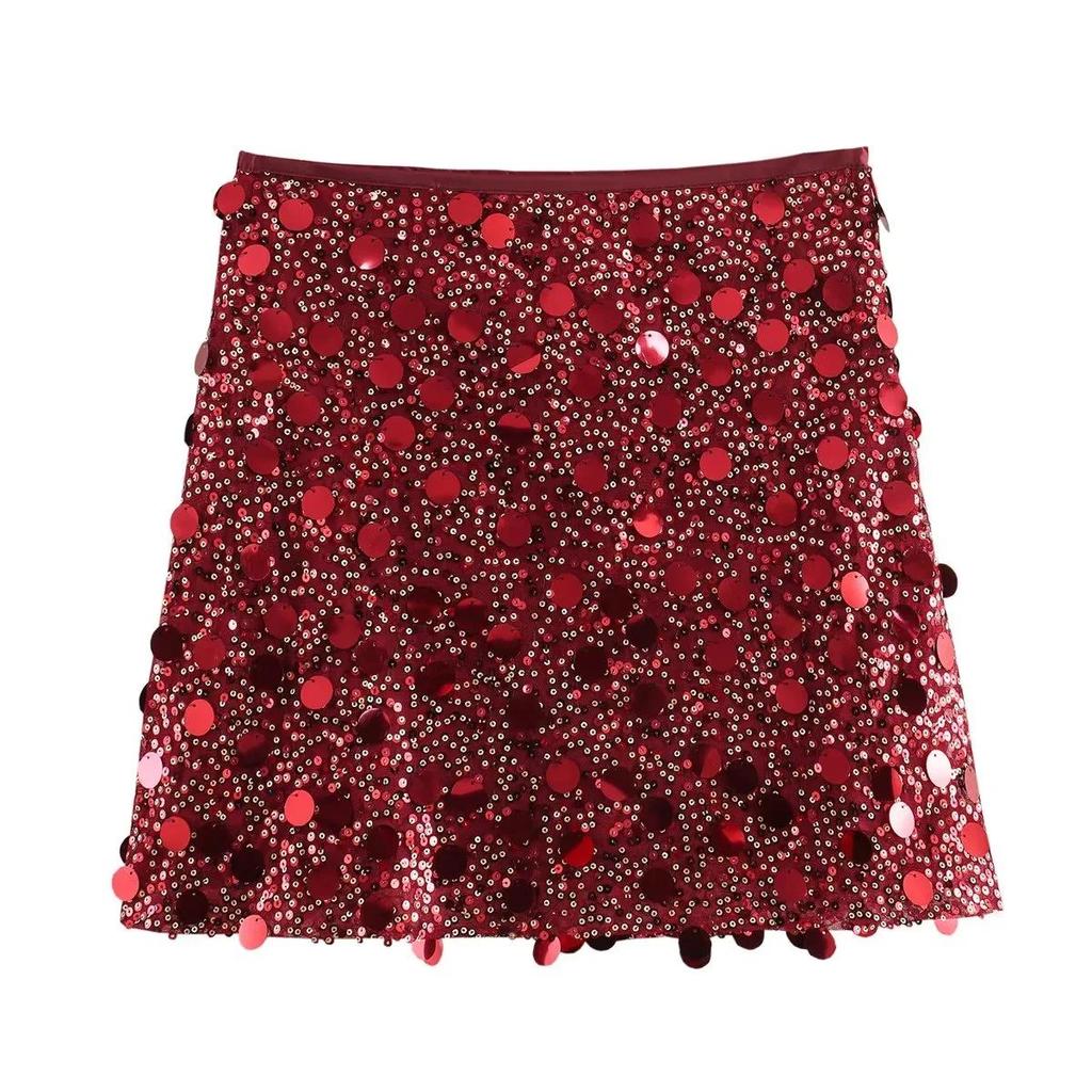 2026 Winter Women's European & American Style Sequin Miniskirt: Sexy Hip-Hugging Short Skirt