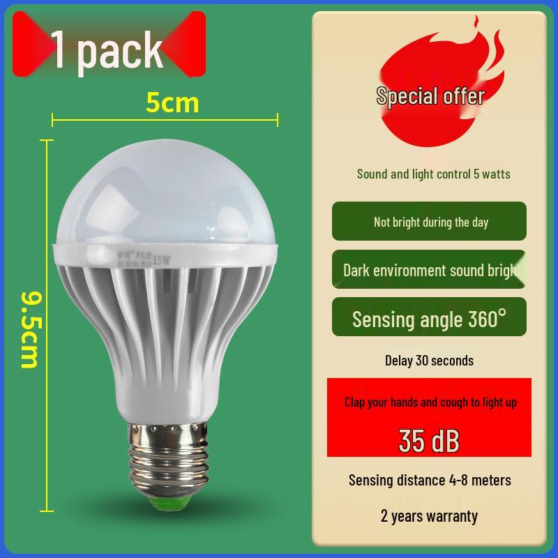 

Розумна лампочка з голосовим керуванням, контролем звуку та світла, датчиком руху людини, цоколем E27, енергозберігаюча.