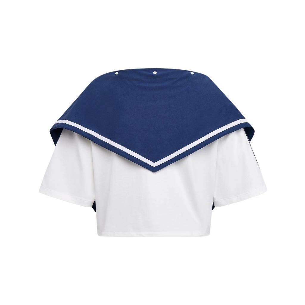 Adidas Dance Box With Scarf Three Stripes Dance Series Navy Collar Pullover Casual Short Sleeve T-Shirt Women tops KZ4182