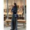 Womens Slim Fit Turtleneck Knit Sweater Fake Two Piece Base Layer Fall Winter Black