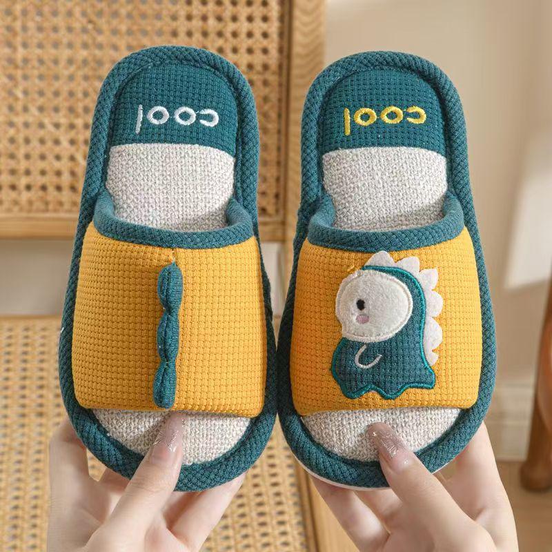 Children's Non-Slip Indoor Cotton Linen Slippers for Little Boys & Girls - Spring/Autumn, Medium/Large Sizes