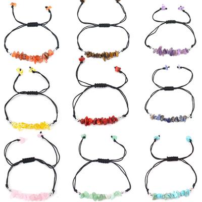Hand Woven Natural Crystal Gravel Amethyst Agate Bracelet Bracelet Adjustable B55