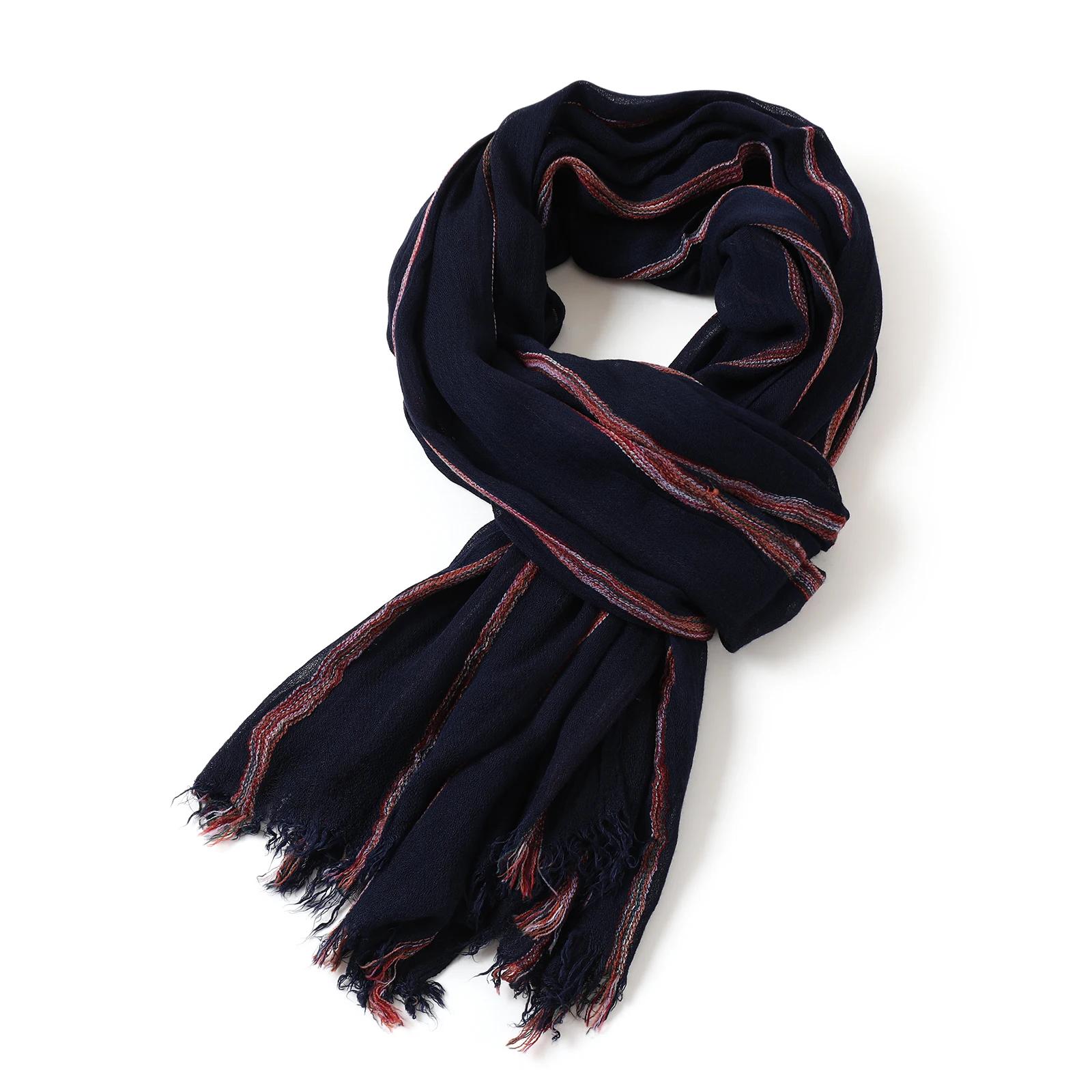 

Fashion Striped Men Scarf Cotton Linen Men s Scarves Autumn Winter Warm Neckerchief Casual Male Accessories Pashmina Shawl