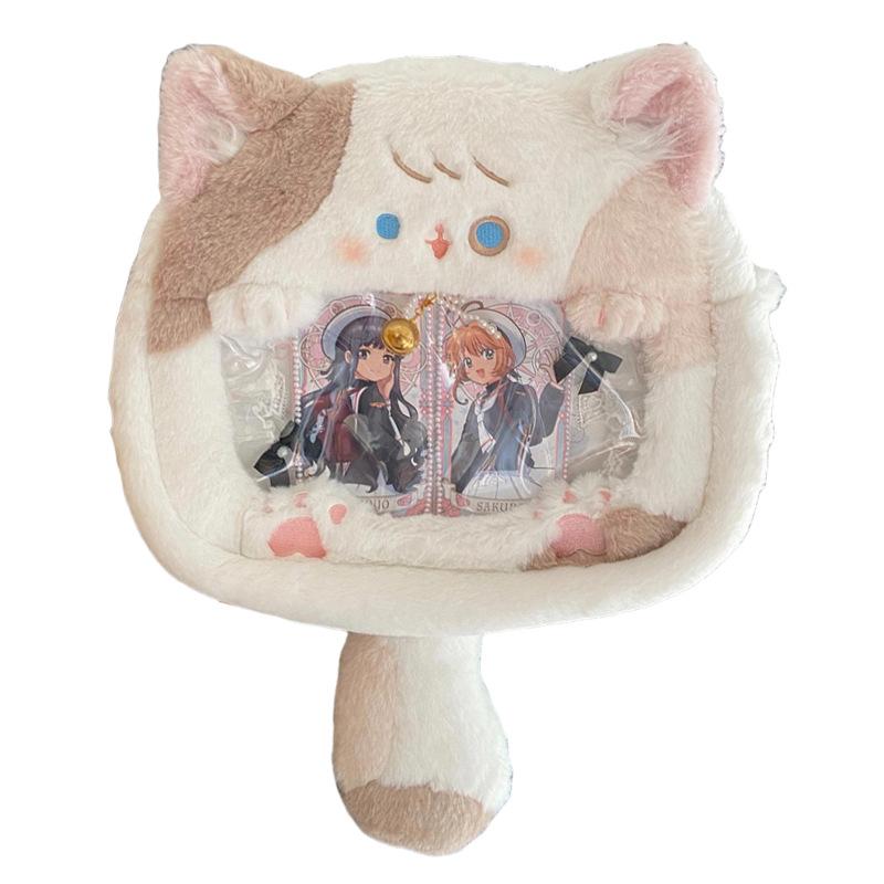 Korean version ins cute plush kitten pain bag Japanese sweet wind two-dimensional backpack transparent cartoon backpack