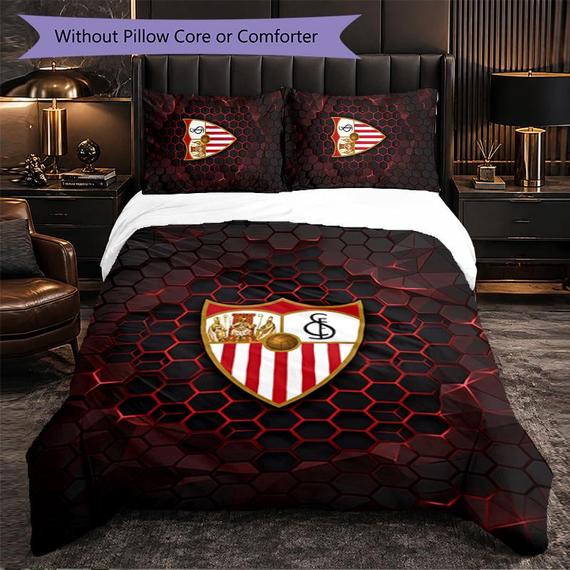 Sevilla FC Themed Bedding 3Pcs Duvet Cover Set Decorative Bed Linen For Teen Room Home Decoration