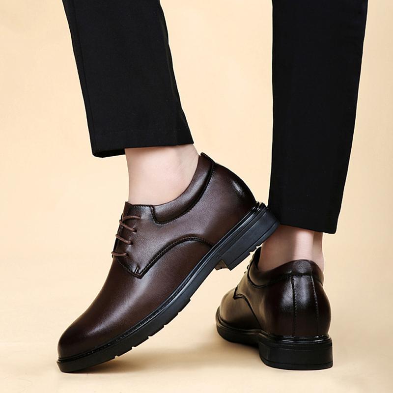 Men Leather Shoes For Men Business Dress Shoes Office Invisible Inner Height Increasing Casual Men's Shoes 6/8 CM Wedding Shoes