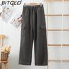 BITCED Quick-Dry Workwear Trousers for Women Summer/Autumn High-Waisted Wide-Leg Slimming Casual Trousers