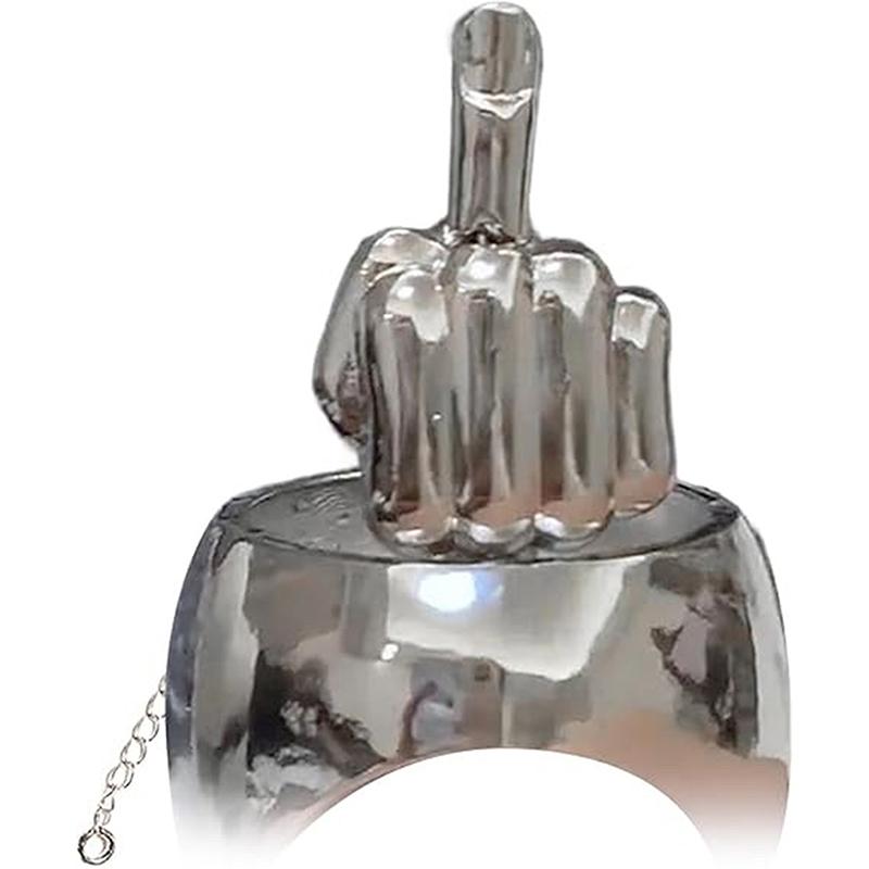 Funny Middle Finger Pop-Up Ring Prank Middle Finger Gift Funny Stress Relief Ring Interactive Mood Expressing Middle Finger Ring