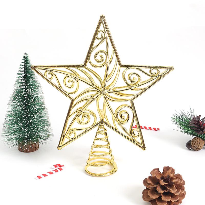 Gold Glitter Christmas Tree Top Iron Star Christmas Decorations For Home Xmas Tree Ornaments Navidad New Year 2024 Natal Noel