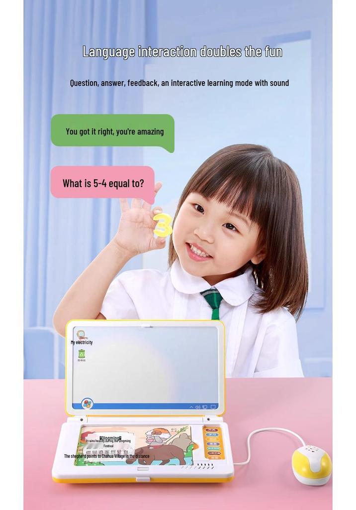 Kid's Learning Laptop Toy: Early Education Computer with Card Slot