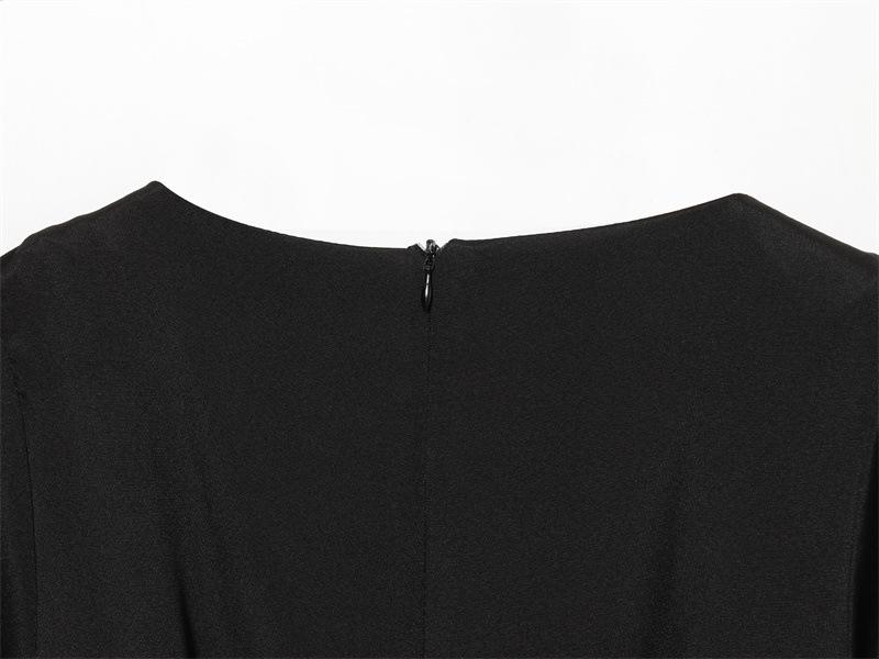 European American Style Women's Fashion Pleated Pocket Short Dress