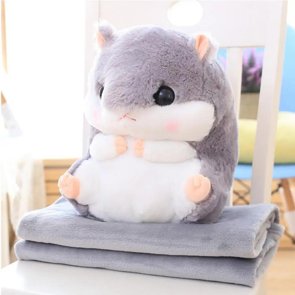 Stuffed Hamster Throw Pillow, Portable Blanket Bolster, Sofa Bed Animal Toy Pillow