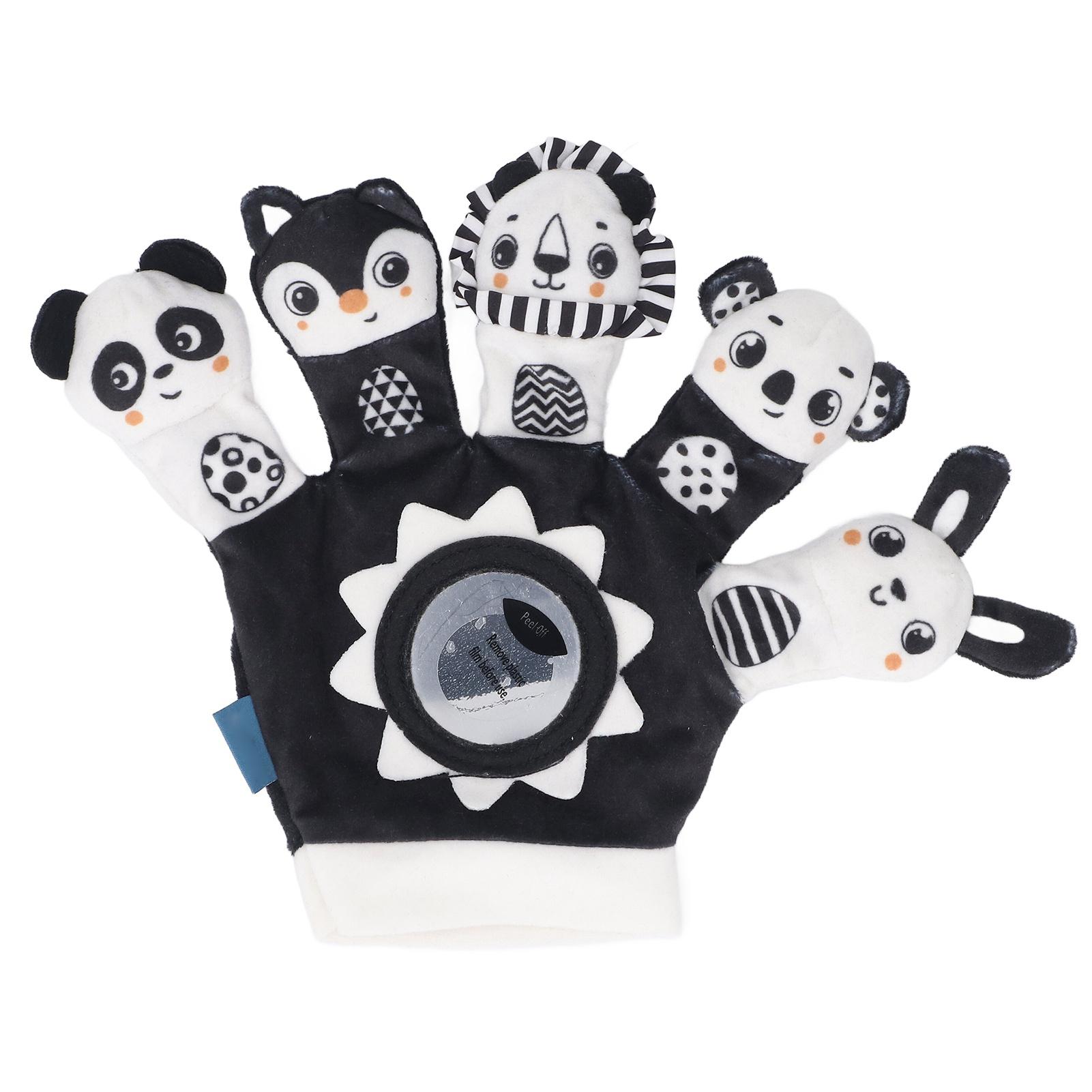 

Hand Puppet Animal Shaped Interactive Educational Plush Hand Puppet with Built in Rattle for Baby