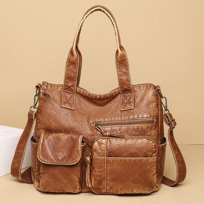 Vintage γυναικεία τσάντα tote μεγάλης χωρητικότητας υψηλής ποιότητας ρετρό λαβή PU δερμάτινη τσάντα χιαστί ώμου