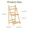 Natural Bamboo 3-Tier Ladder Plant Shelf Foldable Display Rack Sturdy Space Saving for Indoor Outdoor Balcony Flower Pot Decor