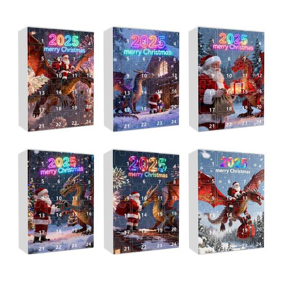 Advent Calendar Santa Claus Flying Dragon Design 24-Day Countdown Festive Family Activity Calendar Festive Atmosphere Enhancer