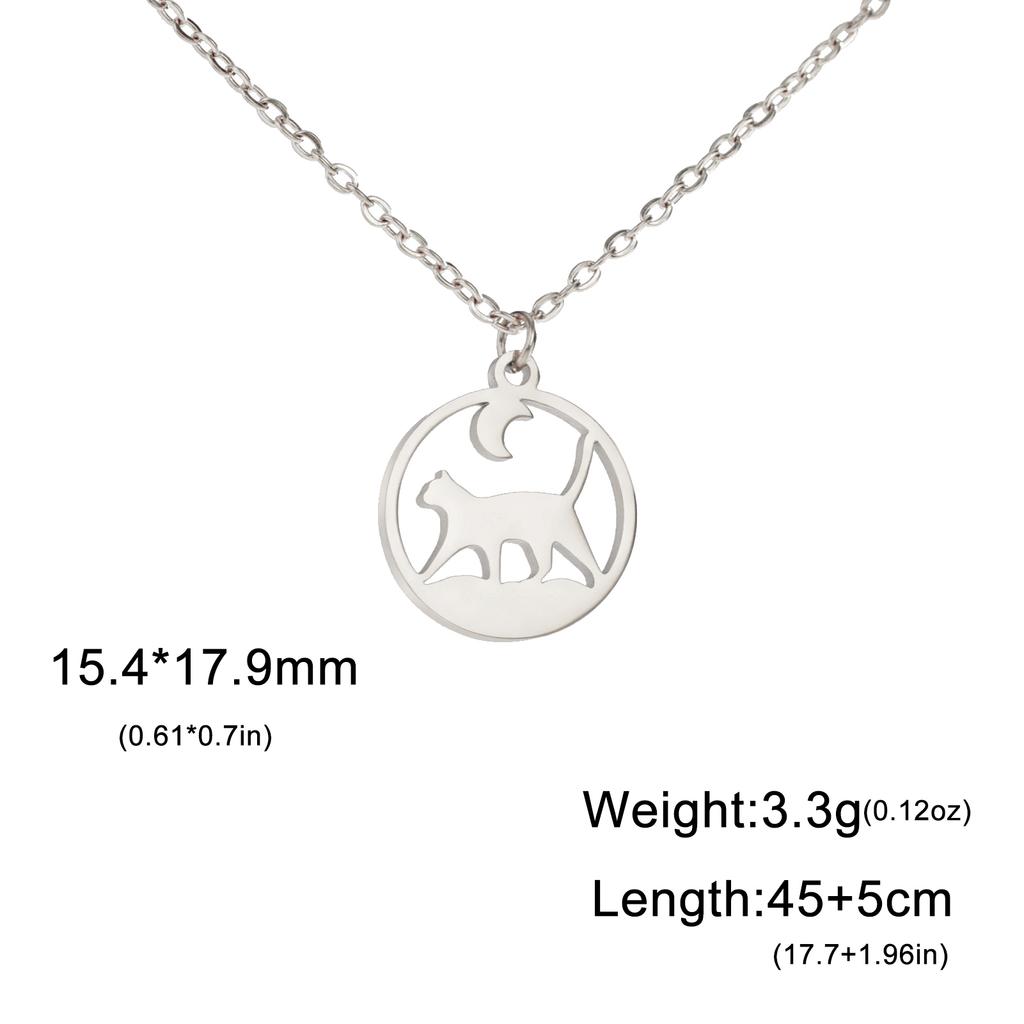 Teamer Söt Kattunge Katt Rostfritt Stål Halsband för Kvinnor Ekorre Fågel Rund Hänge Kedja Choker Smycken Mors Dag Presenter