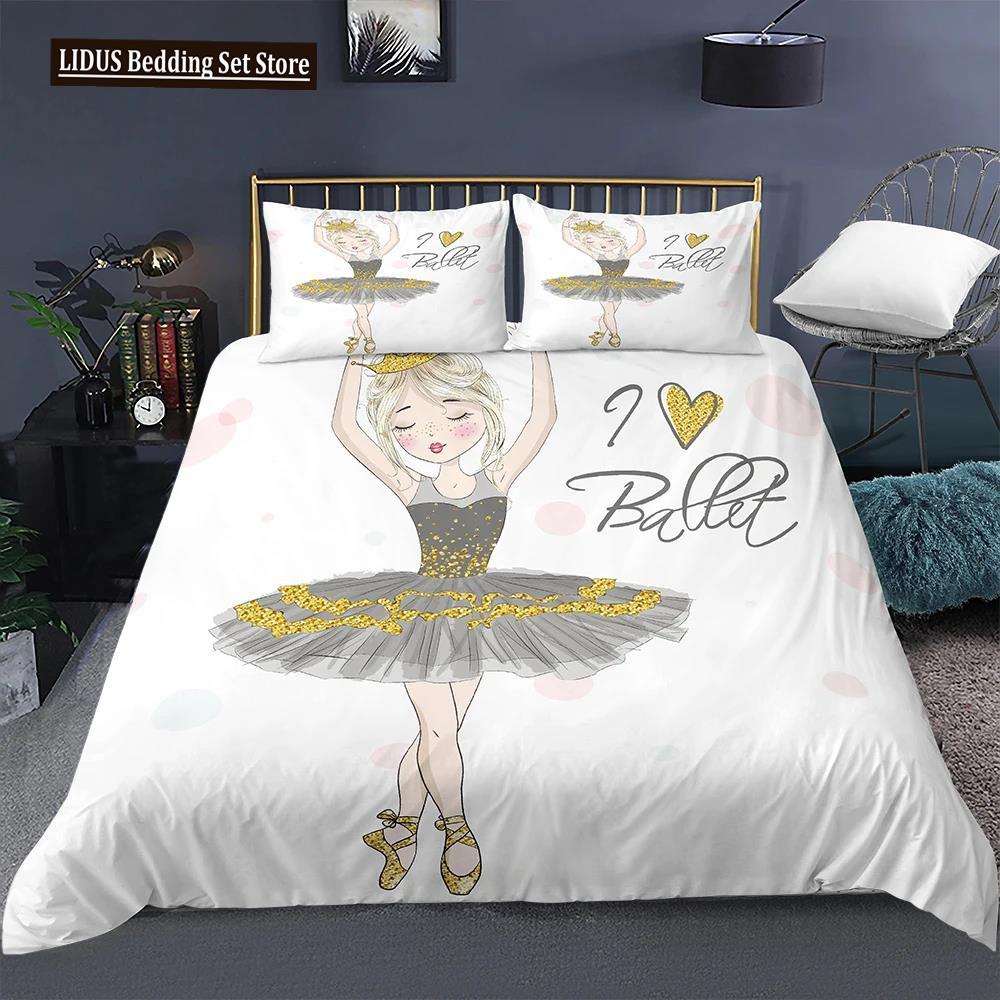 Cartoon Bedding Set For Kids Children Crib Danceing Girl Duvet Cover Set & Pillowcase Edredones Niños Princess Quilt Cover