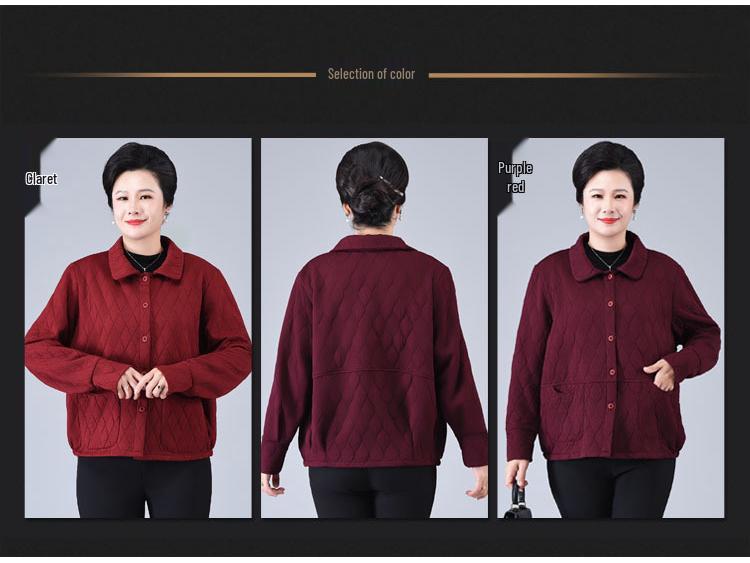 Plus Size Windbreaker for Middle-Aged and Elderly Women - Spring/Autumn Lapel Jacket
