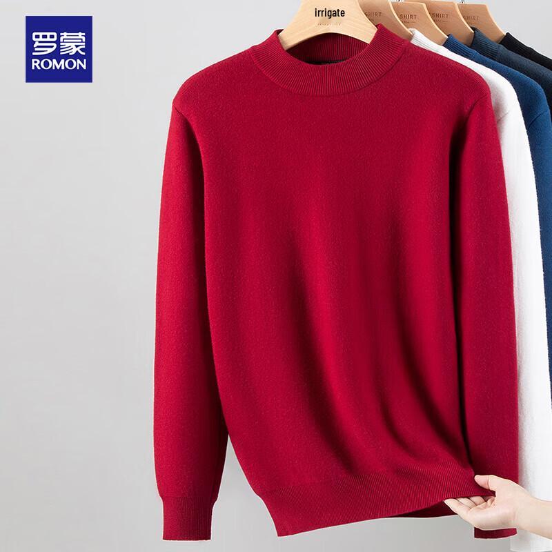 Luomeng Men's Fleece-Lined Mock Neck Pullover Sweater