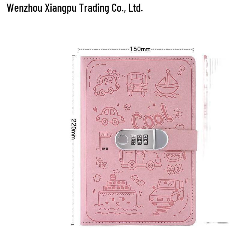 Cartoon Student Password Diary with Lock – Thick Stationery Notebook Planner