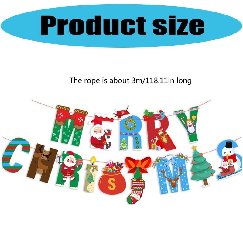 2 Pcs Christmas Party Decorations Santa Paper Banners Merry Christmas Banners for Outdoor Indoor Decoration