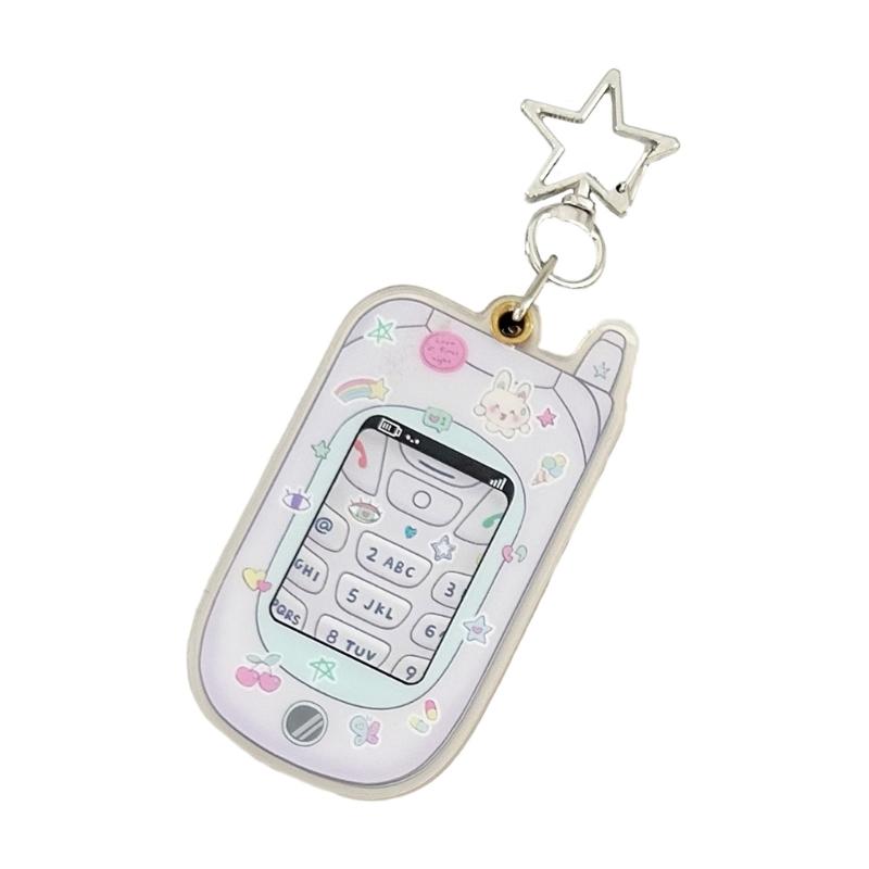 Acrylic Photo Card Holder Portable Star Keychain Accessory for Credit Cards Student Photo Cards Keyring Card Holder 1