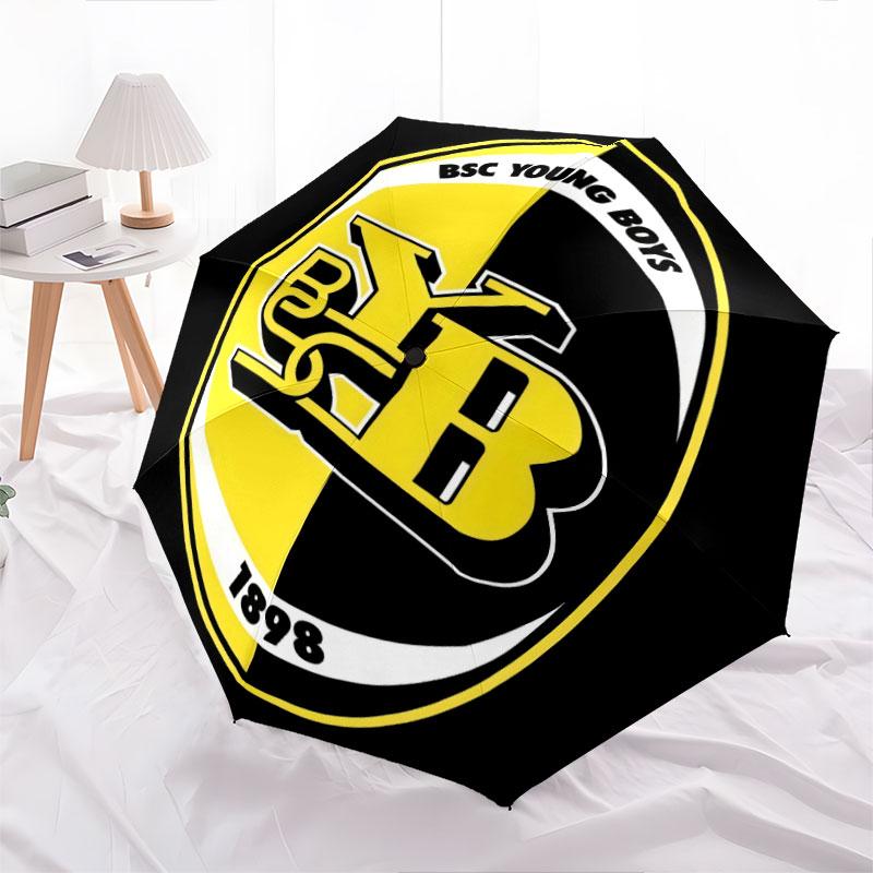 BSC Young Boys pattern, automatic folding umbrella, portable and foldable design, 8 ribs, a Christmas or birthday gift.