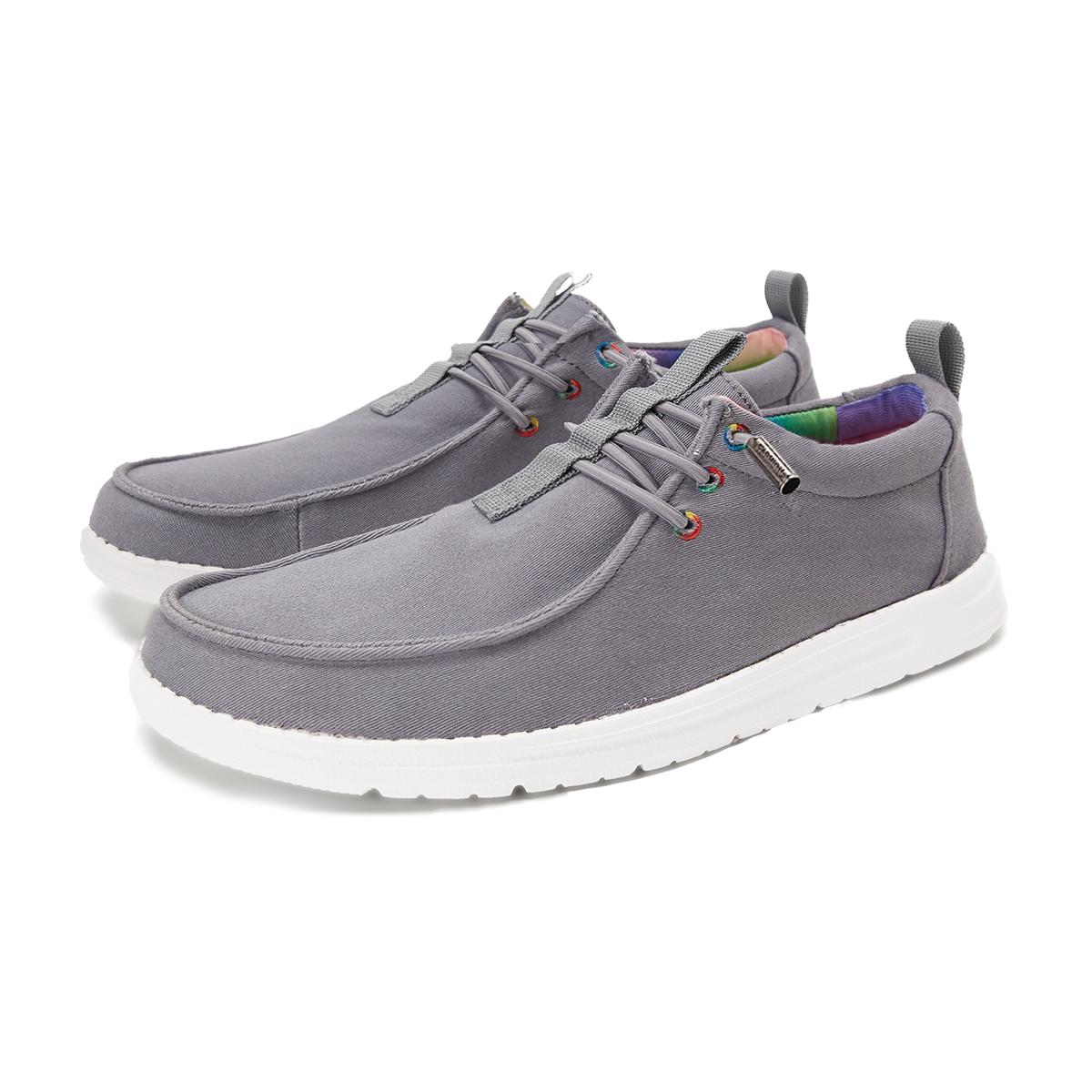

Мужская парусиновая обувь, дышащая повседневная мужская обувь на плоской подошве, мужская легкая нескользящая удобная повседневная прогулочная обувь без шнуровки 40 серый