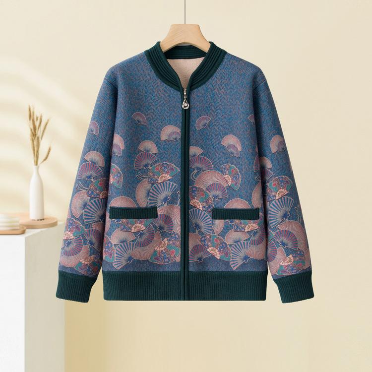 

Бабушка Плюс Бархатный Зимний Свитер Среднего и Пожилого Возраста Осеннее Пальто Женский Кардиган Пожилая Мать Пожилая Женщина Теплая Одежда 5XL