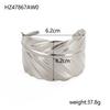 CARLIDANA High End Exaggerated Big Flower Hollow Out Leaf Open Wide Bangle Stainless Steel Non Tarnish Cuff Bracelet Women